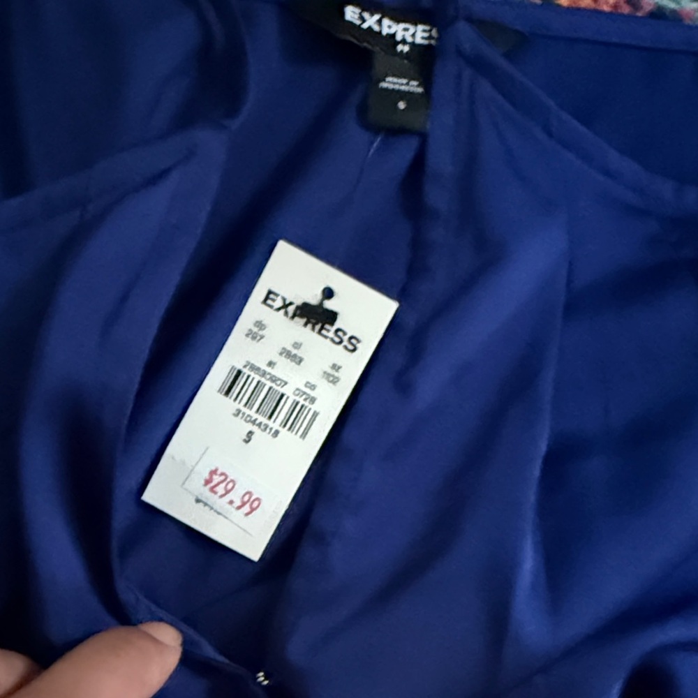 NWT Express satin Navy Blouse bodysuit Small - Picture 4 of 6